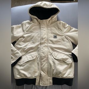 Kids Abercrombie & Fitch Utility Bomber Jacket Coat White Fleece  15/16